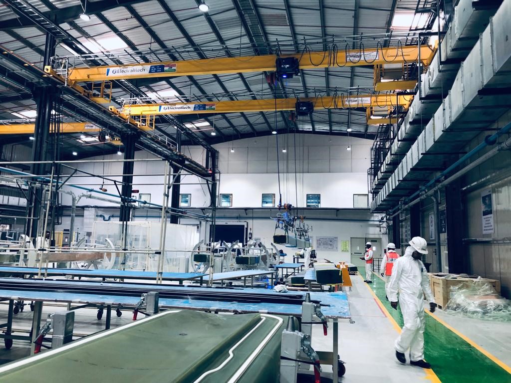 cranes installed in a factory